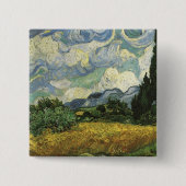 Weizenfeld mit Zypressen, Vincent Van Gogh Button (Vorderseite)