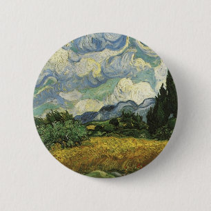 Weizenfeld mit Zypressen,Vincent Van Gogh Button