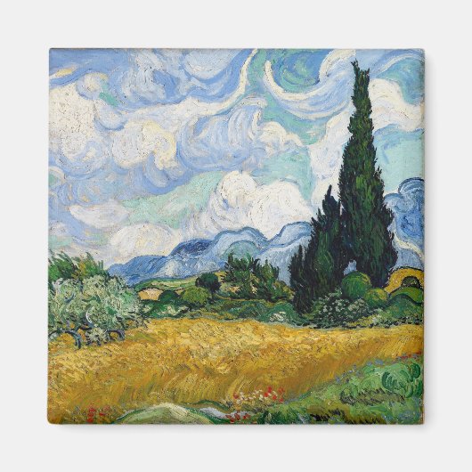 Weizenfeld mit Zypressen Vincent van Gogh Magnet (Vorne)