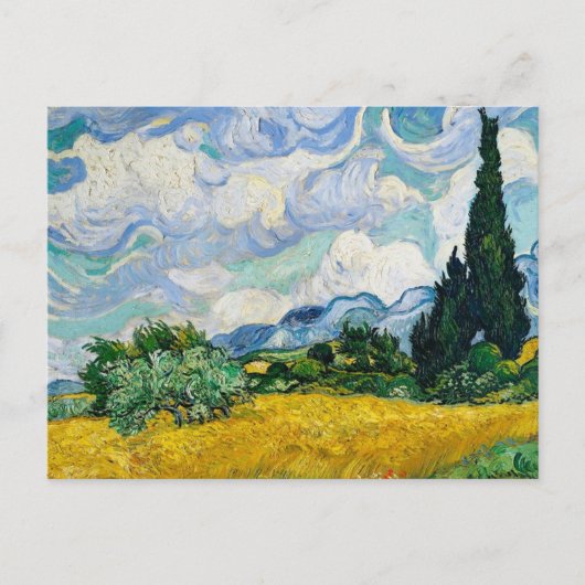 Weizenfeld mit Zypressen Vincent van Gogh Postkarte (Vorderseite)