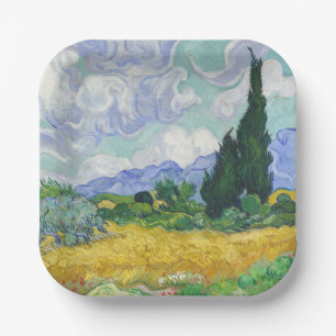 Weizenfeld mit Zypressen von Van Gogh Pappteller