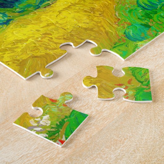 Weizenfeld mit Zypressen von Vincent Van Gogh art Puzzle (Seite)