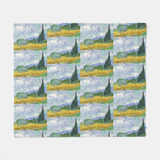 Weizenfeld mit Zypressen von Vincent van Gogh Fleecedecke (Vorderseite (Horizontal))