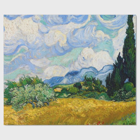 Weizenfeld mit Zypressen von Vincent Van Gogh Geschenkpapier (Flach)