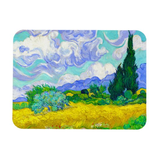 Weizenfeld mit Zypressen von Vincent Van Gogh Magnet (Horizontal)