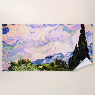 Weizenfeld mit Zypressen von Vincent Van Gogh Strandtuch