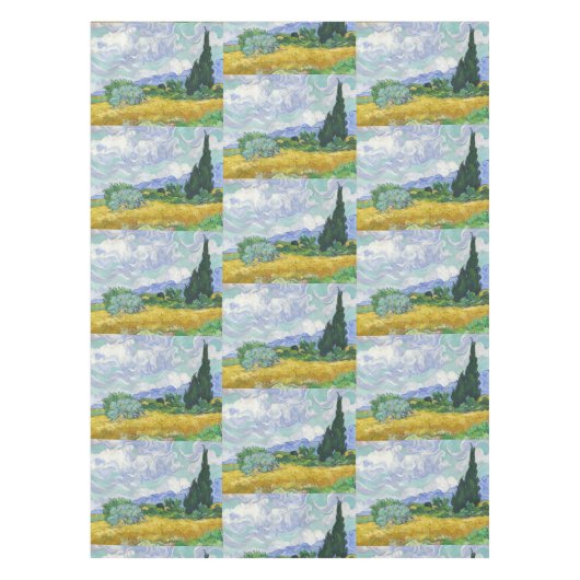 Weizenfeld mit Zypressen von Vincent van Gogh Tischdecke (Vorderseite)
