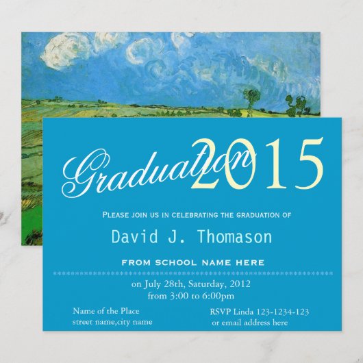 Weizenfeld, Ölmalerei, Abschluss Einladung (Vorne/Hinten)