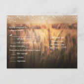 Weizenfeld Rustikale UAWG Hochzeiten Einladungspostkarte (Rückseite)