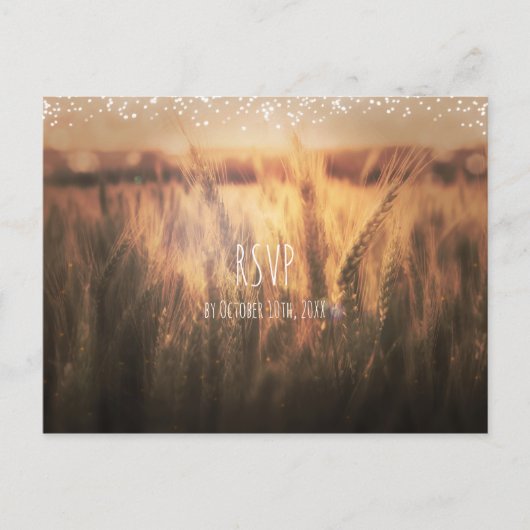 Weizenfeld Rustikale UAWG Hochzeiten Einladungspostkarte (Vorderseite)