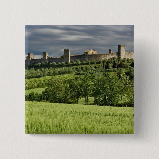 Weizenfeld und entferntes Monteriggioni, in der Button (Vorderseite)
