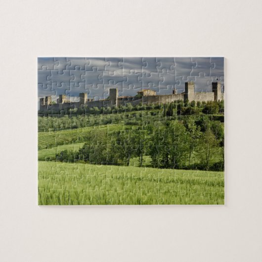 Weizenfeld und entferntes Monteriggioni, in der Puzzle (Horizontal)