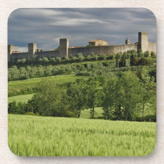 Weizenfeld und ferner Monteriggioni, im Untersetzer (Vorderseite)