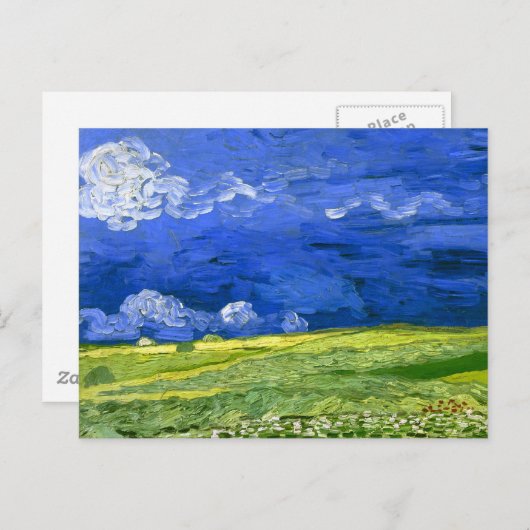 Weizenfeld unter bewachtem Himmel Van Gogh Fine Ar Postkarte (Vorne/Hinten)