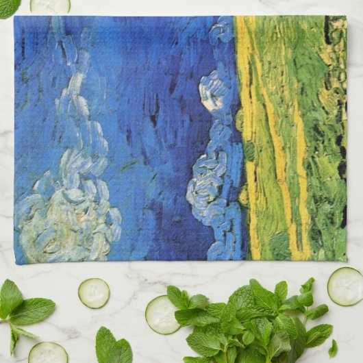 Weizenfeld unter bewachtem Himmel von Vincent van  Geschirrtuch (Gefaltet)