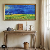 Weizenfeld unter bewachtem Himmel von Vincent van Poster