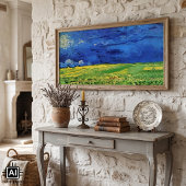 Weizenfeld unter bewachtem Himmel von Vincent van Poster