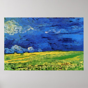 Weizenfeld unter bewachtem Himmel von Vincent van Poster