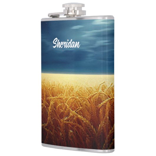 Weizenfeld unter Mondlicht Flachmann (Links)