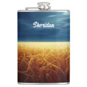 Weizenfeld unter Mondlicht Flachmann (Vorderseite)