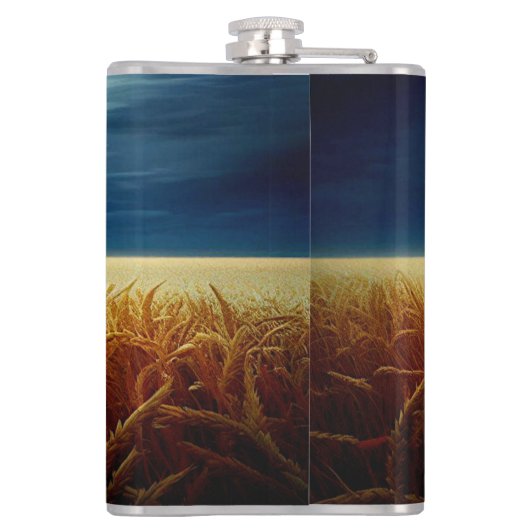 Weizenfeld unter Mondlicht Flachmann (Rückseite)