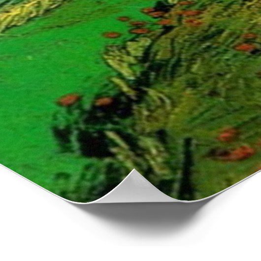 Weizenfelder bei Auvers unter bewachtem Himmel, Vi Poster (Ecke)