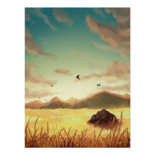Weizenfelder bei Sonnenaufgang Poster