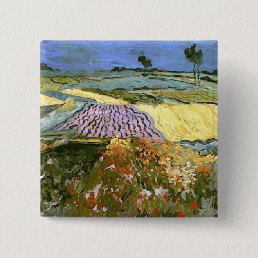 Weizenfelder in der Nähe von Auvers Van Gogh Button (Vorderseite)