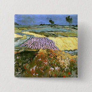 Weizenfelder in der Nähe von Auvers Van Gogh Button