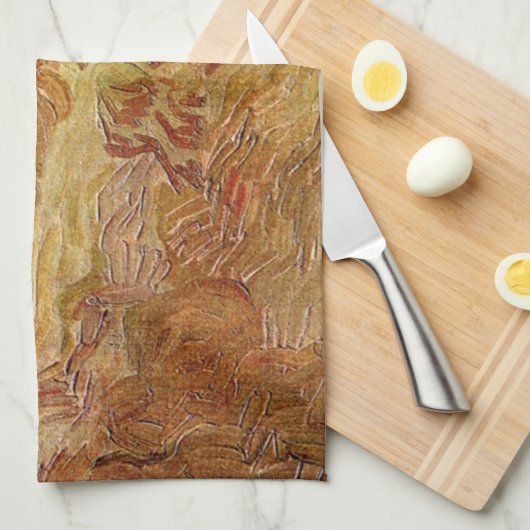 Weizenfelder mit Auvers von Vincent van Gogh Geschirrtuch (Viertel Falte)