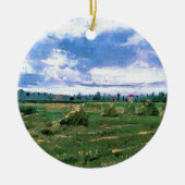 Weizenfelder mit Hystacks von Vincent van Gogh Keramik Ornament (Vorne)