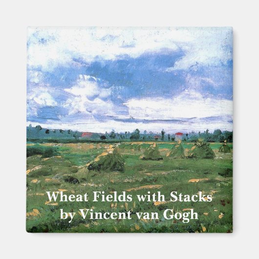 Weizenfelder mit Hystacks von Vincent van Gogh Magnet (Vorne)