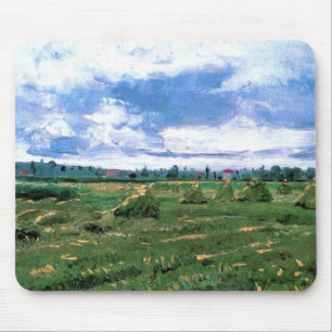 Weizenfelder mit Hystacks von Vincent van Gogh Mousepad