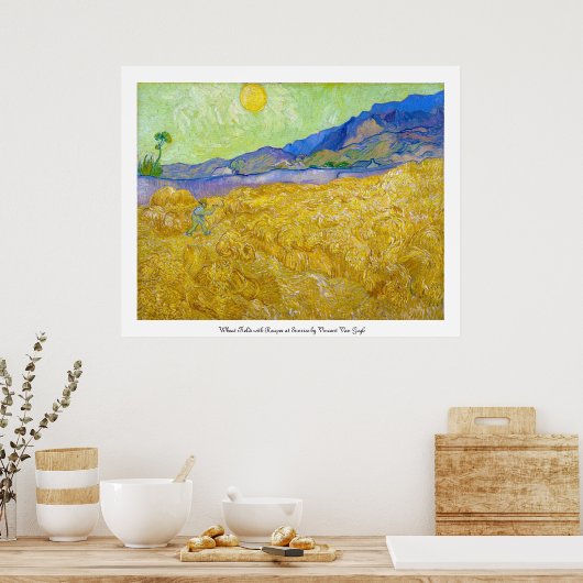Weizenfelder mit Sensenmann bei Sunrise Van Gogh Poster (Küche)