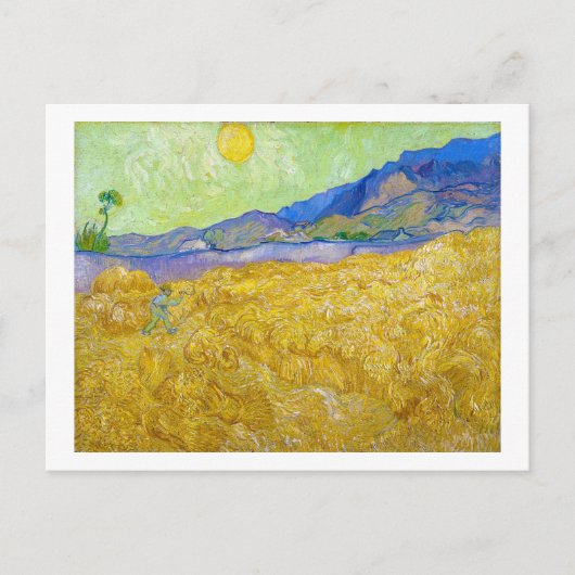 Weizenfelder mit Sensenmann bei Sunrise Van Gogh Postkarte (Vorderseite)