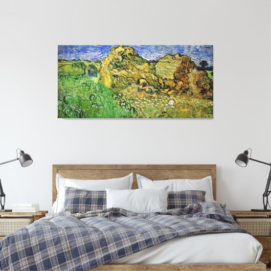 Weizenfelder mit Stacks, Vincent van Gogh. Leinwanddruck (Insitu (Schlafzimmer))