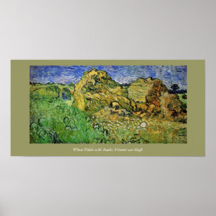 Weizenfelder mit Stacks, Vincent van Gogh Poster