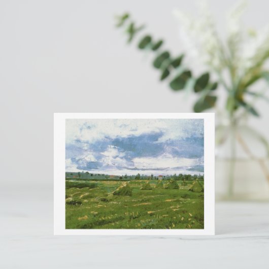Weizenfelder mit Stapeln Van Gogh Kunsthandwerk Postkarte (Stehend Vorderseite)