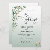 Weizengrün goldfarbene botanische Hochzeit Einladung (Vorne/Hinten)