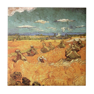 Weizenschober mit Schnitter von Vincent van Gogh Fliese