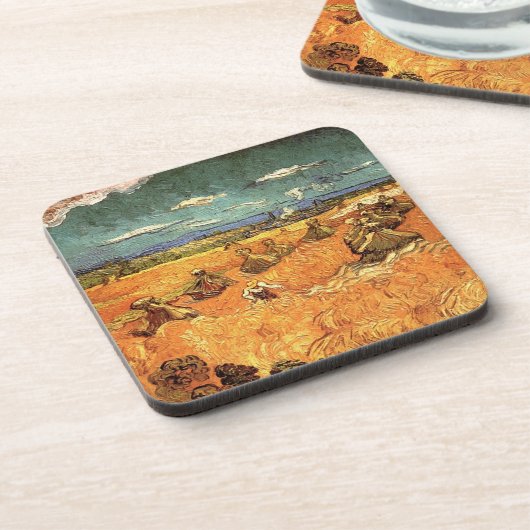 Weizenstäcke mit Sensenmann von Vincent van Gogh Untersetzer (Linke Seite)