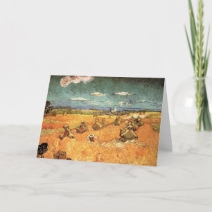 Weizenstapel mit Schnitter von Vincent van Gogh Karte