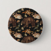 Weizenwaldtiere Blumenmuster Button (Vorderseite)
