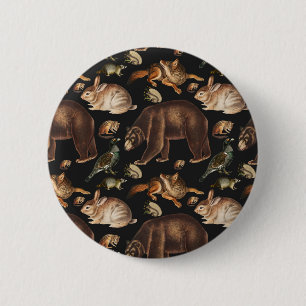 Weizenwaldtiere Blumenmuster Button