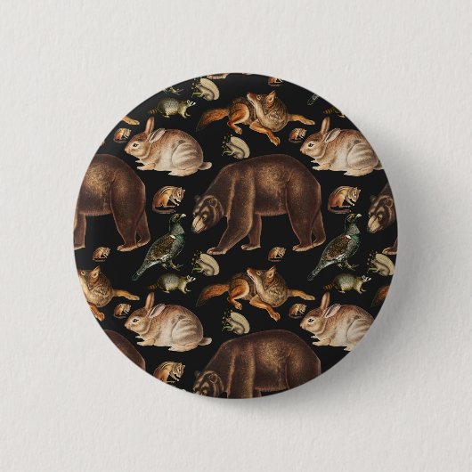 Weizenwaldtiere Blumenmuster Button (Vorderseite)