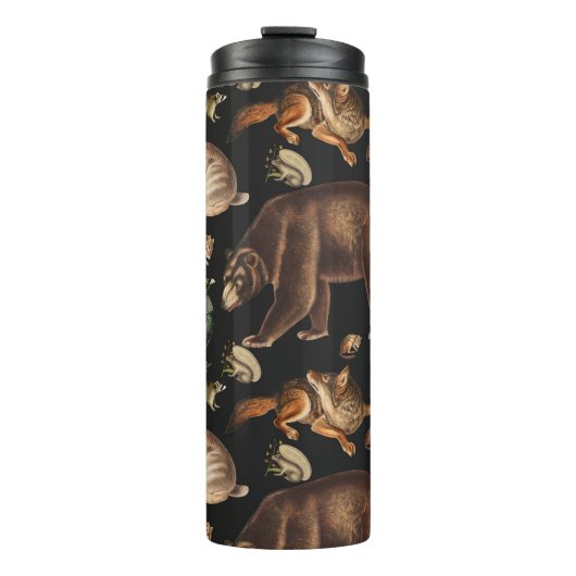 Weizenwaldtiere Blumenmuster Thermosbecher (Vorderseite)