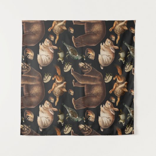 Weizenwaldtiere Blumenmuster Wandteppich (Vorderseite (Horizontal))