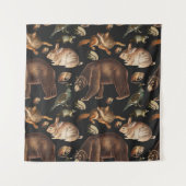 Weizenwaldtiere Blumenmuster Wandteppich (Vorderseite)