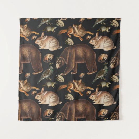 Weizenwaldtiere Blumenmuster Wandteppich (Vorderseite)