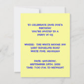 WEIZIGER SKARECROW WIZARD DER OZ-PARTY EINLADUNG (Rückseite)